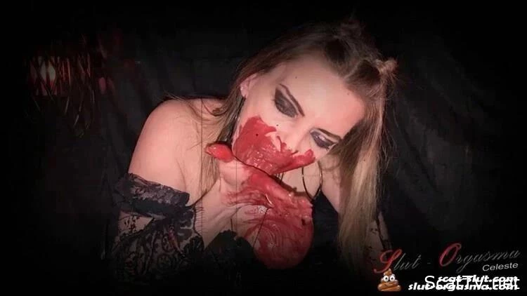 Extreme scat and puke swallowing - Bloody scat dinner of a satanic - SlutOrgasma - Female Shitting, Czech Scat, Grinding Shit