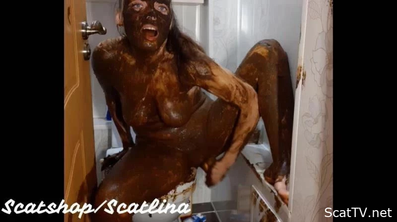 Dirty toilet (part 2) with ScatLina - Story Scat, Shit Licking, Consume Fresh Shit