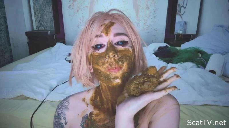 Shit obsessed girl made a mess with DirtyBetty - Milk Scat, Sucking Dirty Cock, Couples Scat