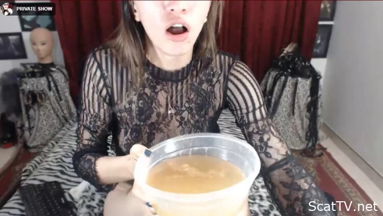 Webcam Show Eating Shit and drinking Vomit. P1 - Shitting Standing, Shit Masturbation, Pudding Shit